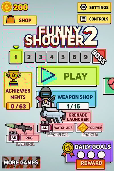 A screenshot of a game called Funny Shooter 2.